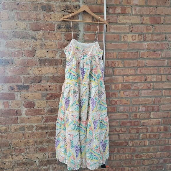 C/Meo Collective Set Up Velvet Abstract Tiered Ivory White Maxi Dress Size Large - Picture 5 of 8